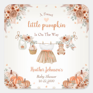 Sweet Little Pumpkin Autumn Baby Shower  Square Sticker