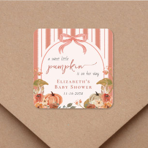 Sweet Little Pumpkin Baby Girl Shower Square Sticker