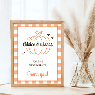 Sweet Little Pumpkin Baby Shower Advice Sign