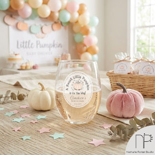 Sweet Little Pumpkin Baby Shower Stemless Wine Glass