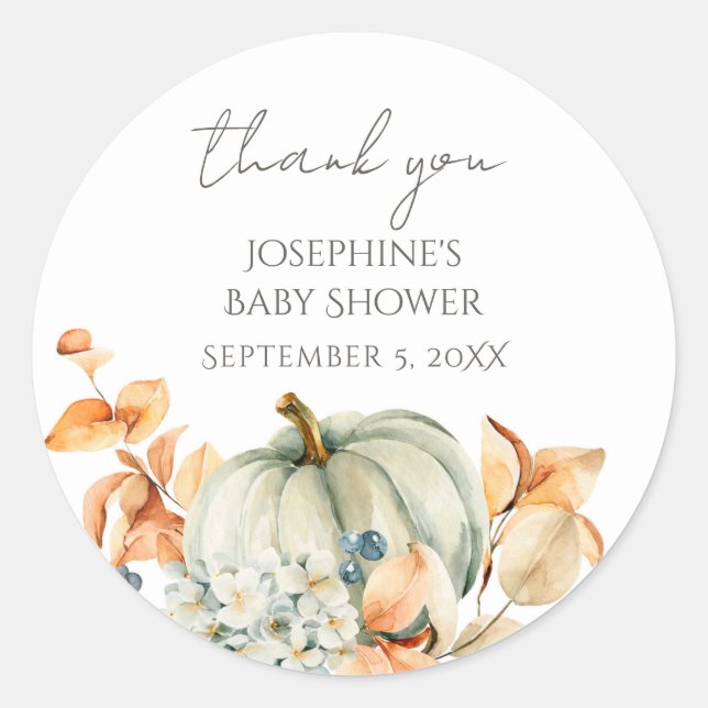 Sweet Little Pumpkin Baby Shower Thank You Label (Front)