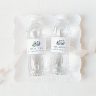 Sweet Little Pumpkin Blue Autumn Baby Shower Water Bottle Label