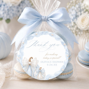 Sweet Little Pumpkin Blue Baby Shower Thank You Classic Round Sticker