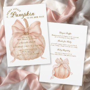 Sweet Little Pumpkin Bow Baby Shower Invitation