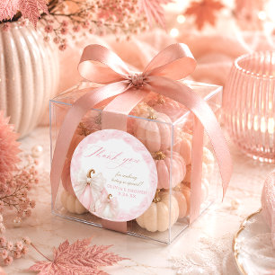 Sweet Little Pumpkin Bow Baby Shower Thank You Classic Round Sticker