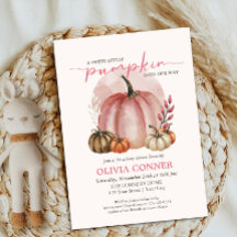 Sweet Little Pumpkin Fall Autumn Pink Baby Shower