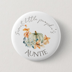 Sweet Little Pumpkin Fall Baby Shower Button Aunt