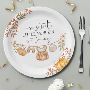 Sweet Little Pumpkin Fall Baby Shower Paper Plate