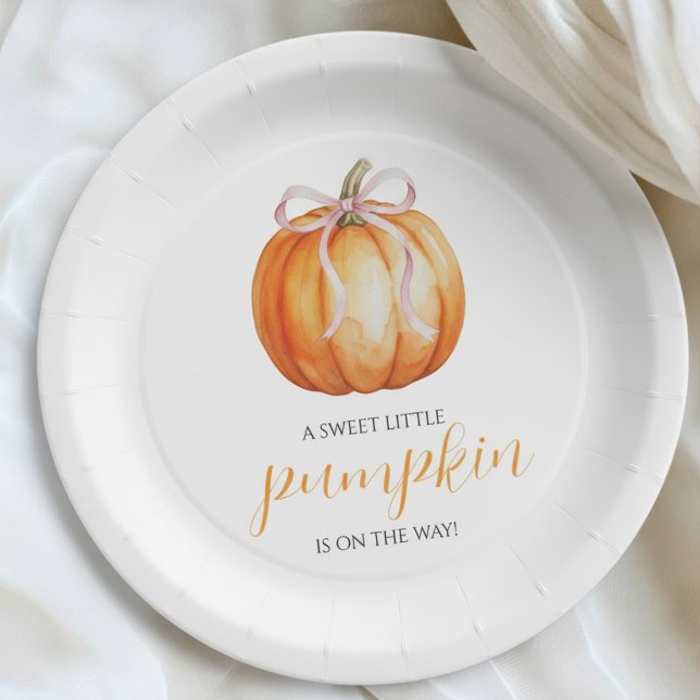 Sweet Little Pumpkin Girl Baby Shower Paper Plate (Creator Uploaded)