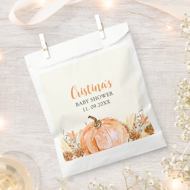 Sweet Little Pumpkin is on her Way, Baby Shower Favour Bags (Clipped)