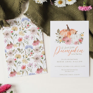 Sweet Little Pumpkin Is On The Way Wildflower Baby Invitation