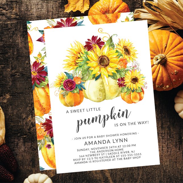 Sweet Little Pumpkin Neutral Baby Shower Invitation (Creator Uploaded)