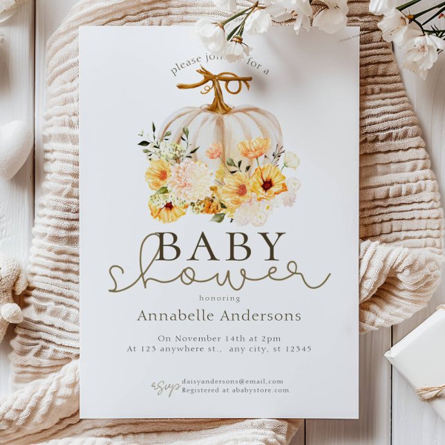 Sweet Little Pumpkin Neutral Baby shower Invitation (Creator Uploaded)