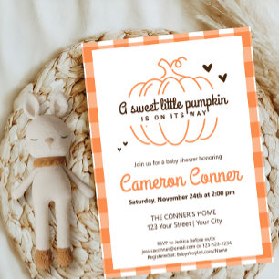 Sweet Little Pumpkin Neutral Fall Baby Shower Invitation