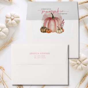 Sweet Little Pumpkin On Her Way Pink Baby Shower  Envelope