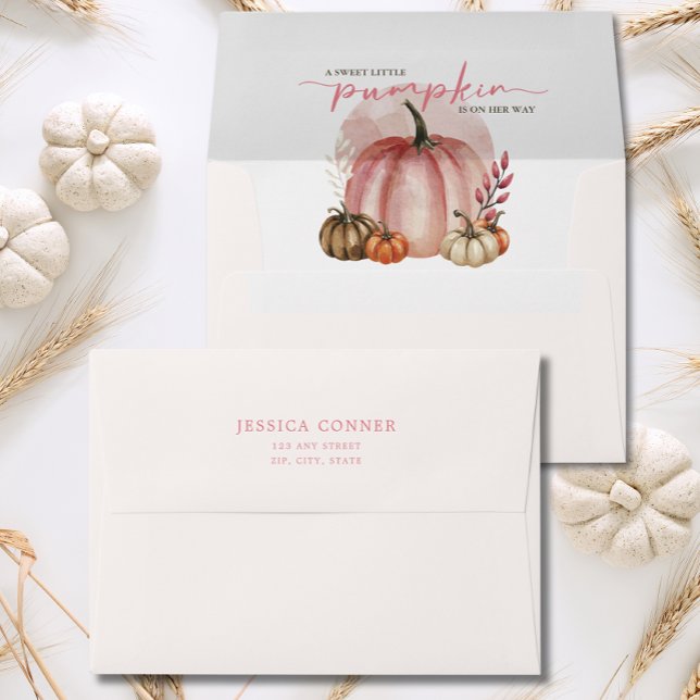 Sweet Little Pumpkin On Her Way Pink Baby Shower  Envelope (Creator Uploaded)