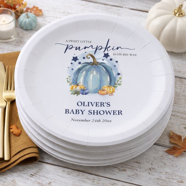 Sweet Little Pumpkin On Its Way Boy Baby Shower   Paper Plate (Creator Uploaded)