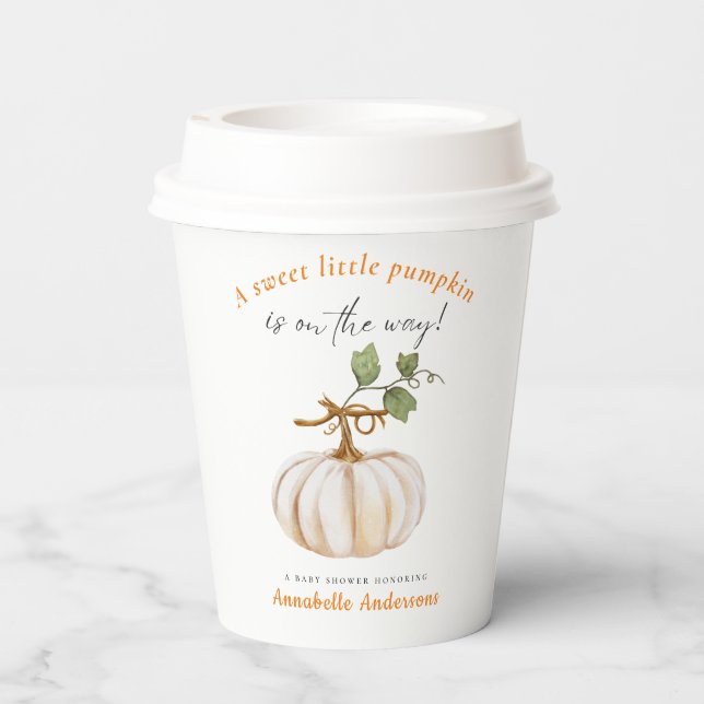 Sweet little Pumpkin on the way Baby Shower Paper Cups (Back)