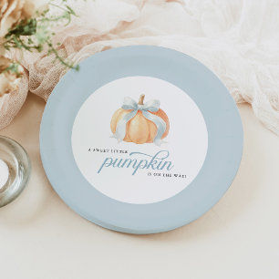 Sweet Little Pumpkin on the Way Baby Shower Paper Plate