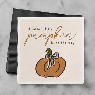 Sweet Little Pumpkin On The Way Cute Baby Shower Napkin