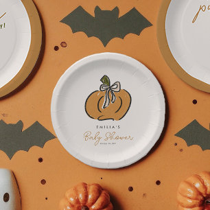 Sweet Little Pumpkin On The Way Cute Baby Shower  Paper Plate