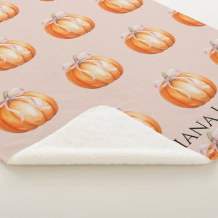 Sweet Little Pumpkin Personalized Name Sherpa Blanket