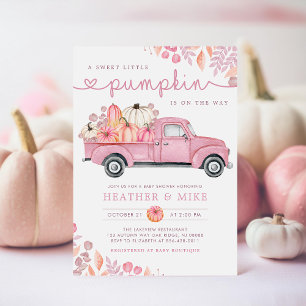 Sweet Little Pumpkin Pink Autumn Baby Shower Invitation