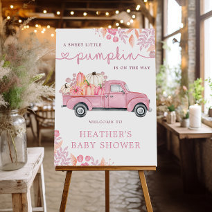 Sweet Little Pumpkin Pink Baby Shower Sign