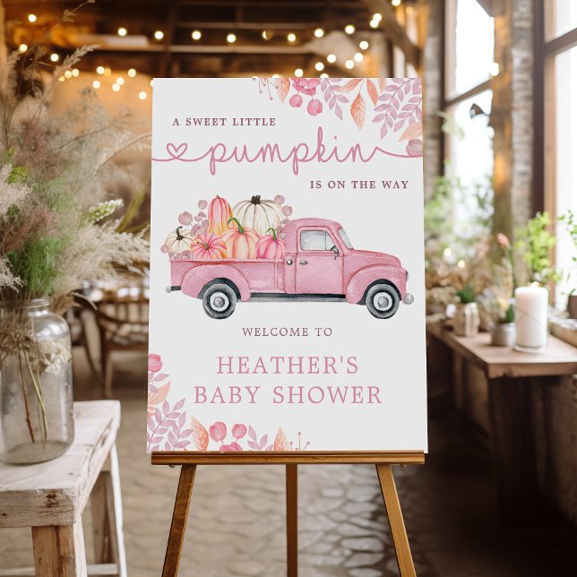 Sweet Little Pumpkin Pink Baby Shower Sign (Creator Uploaded)