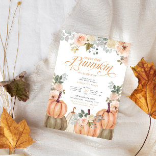 Sweet Little Pumpkin Pink Floral Fall Baby Shower  Invitation