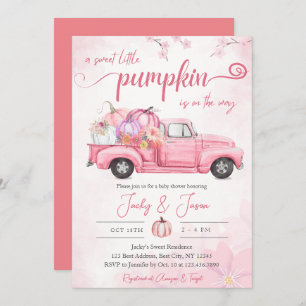 Sweet Little Pumpkin Pink Girl Baby Shower Invitation