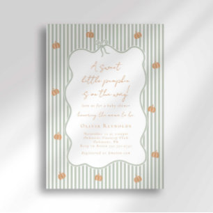 Sweet Little Pumpkin Preppy Stripe Baby Shower Invitation