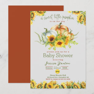 Sweet little pumpkin sunflower Baby Shower  Card