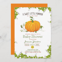 Sweet little pumpkin vine Baby Shower Invitation