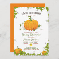 Sweet little pumpkin vine Baby Shower Invitation