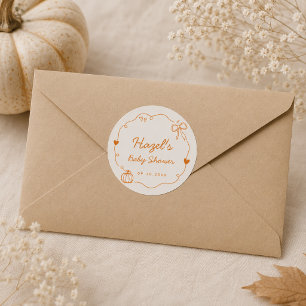 Sweet Little Pumpkin Whimsical Doodle Baby Shower Classic Round Sticker