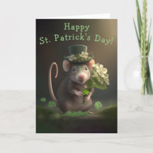 Sweet Little Rat with Flowers St. Patrick's Day