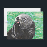 Sweet Little Sea Otter Painting Postcard<br><div class="desc">Acrylic painting of a sea otter cleaning his paws. Inspired by a photo taken by my daughter at Seattle Aquarium.</div>