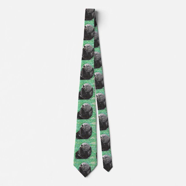 Sweet Little Sea Otter Painting Tie (Front)