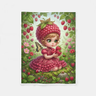 Sweet Little Strawberry Fairy Girl Fleece Blanket