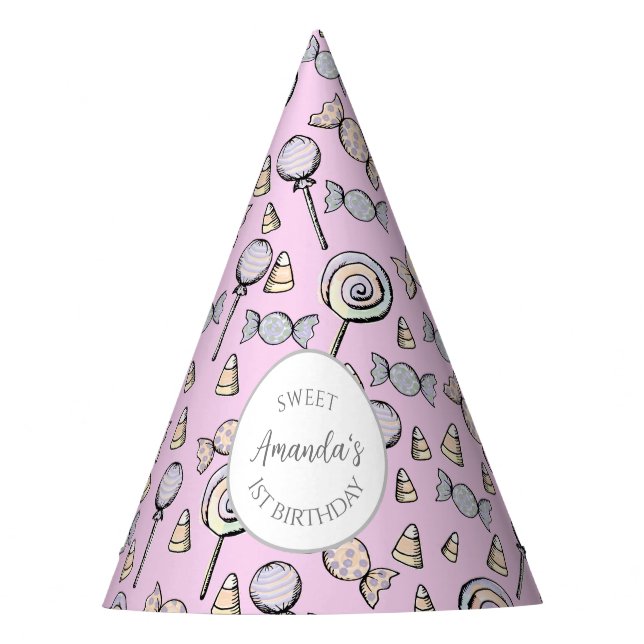 Sweet Little Thing Pink Candy Party Hat (Front)