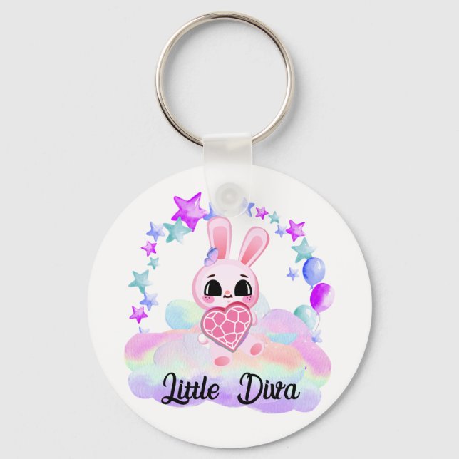 sweet little white rabbit  key ring (Front)