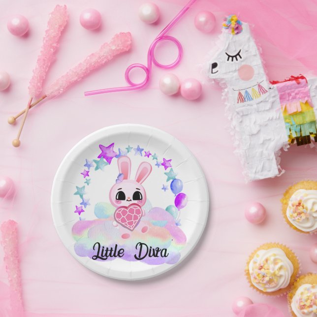 sweet little white rabbit  paper plate (Party)