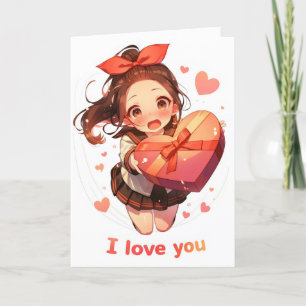 Sweet Love Anime Girl Holiday Card