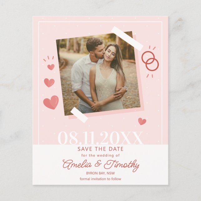 Sweet love heart photo Save the Date Invitation Flyer (Front)