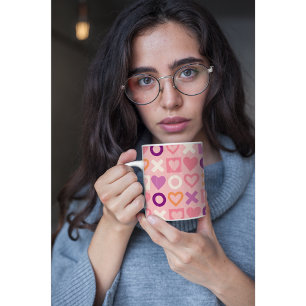 Sweet Love Hearts & Hugs XOXO Modern Abstract Coffee Mug