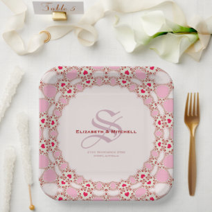 Sweet Love Hearts Lace Special Event Paper Plate