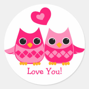 Sweet Love Owls Classic Round Sticker