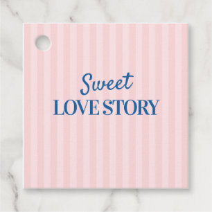 Sweet Love Story Pink Stripe And Blue Retro Favour Tags