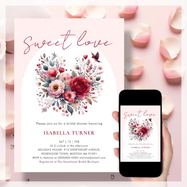 Sweet Love Valentine Bridal Shower  Invitation (Creator Uploaded)